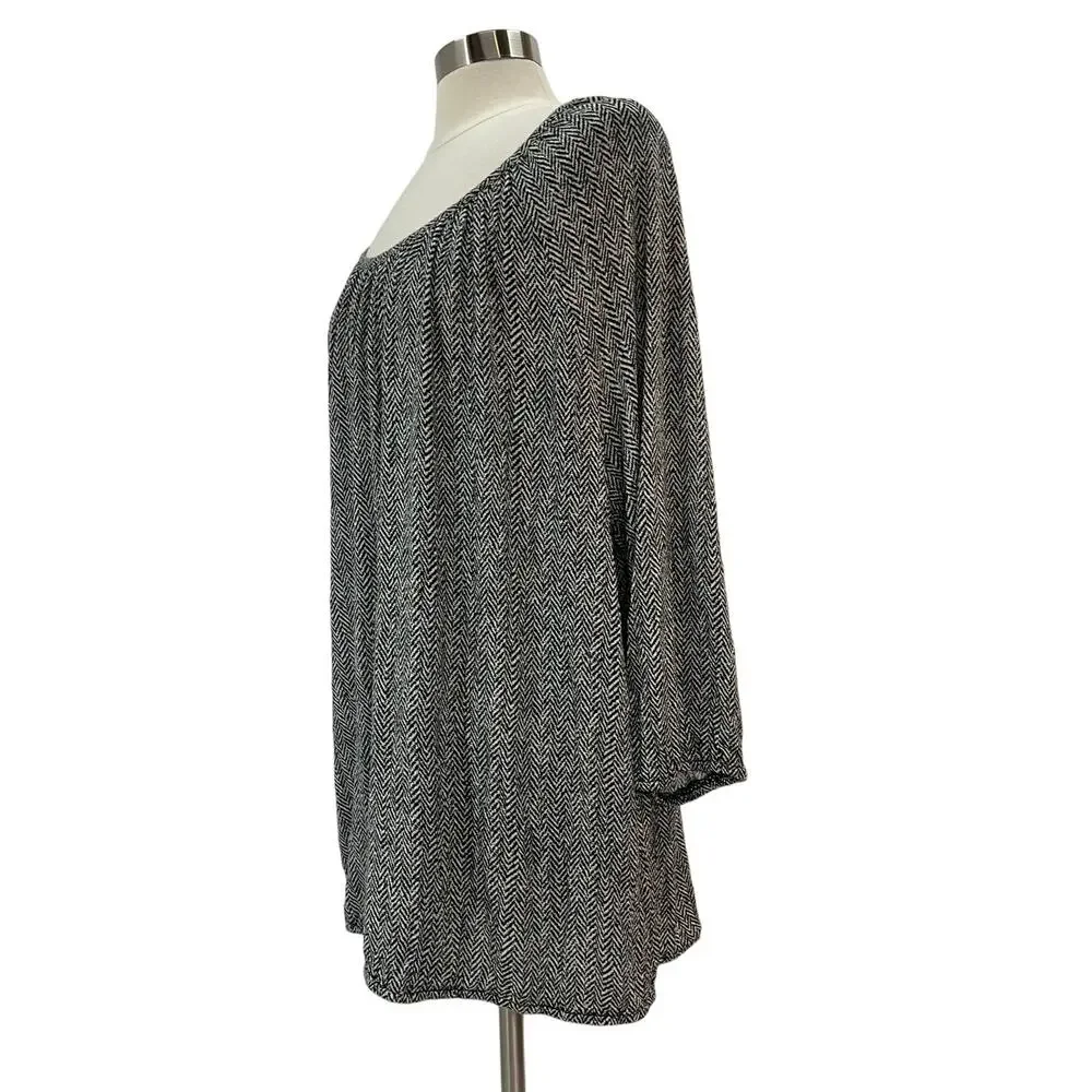 MICHAEL KORS Black & White 3/4 Sleeve Blouse SZ 3X